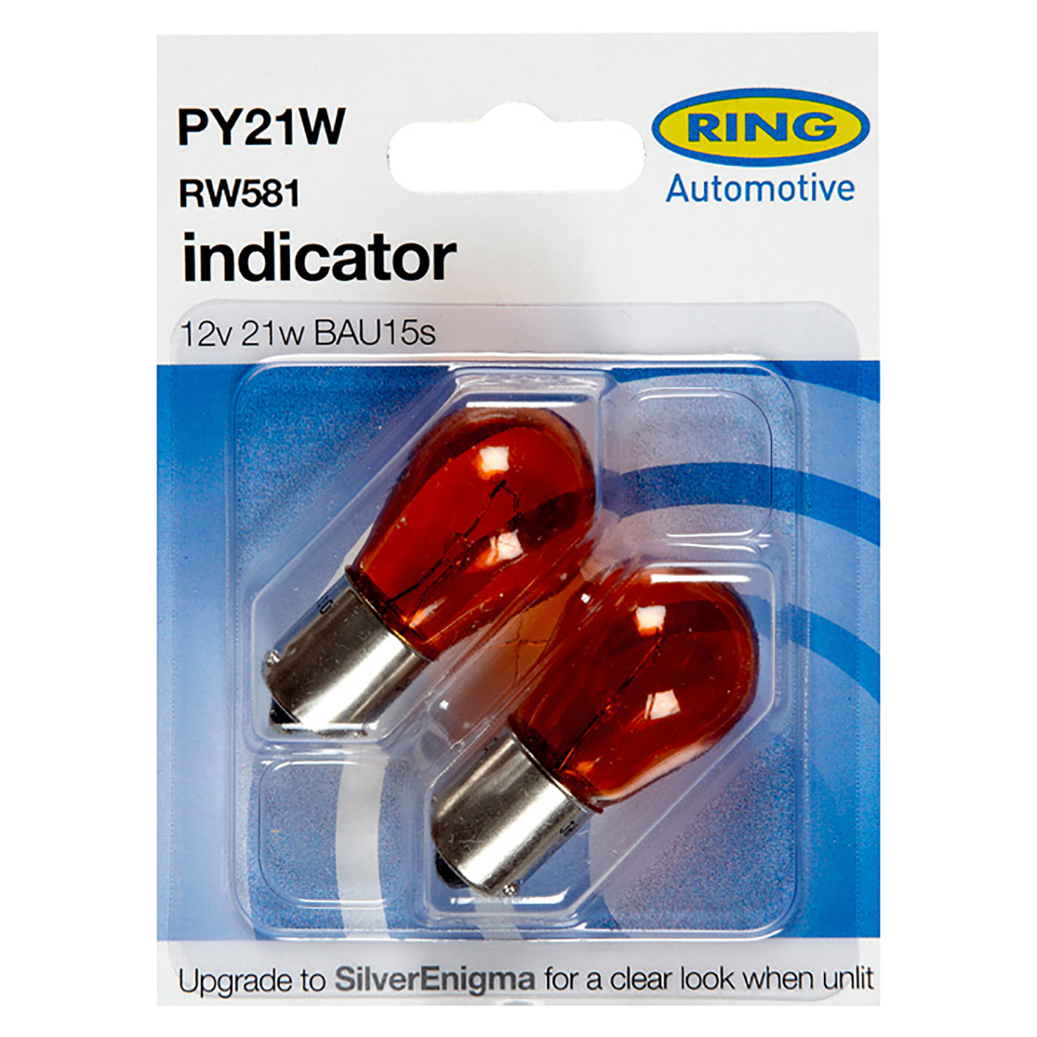 Ring 12V 21W Bau15S Osp Indicator-Amber Bulb Twin Pack Image 1