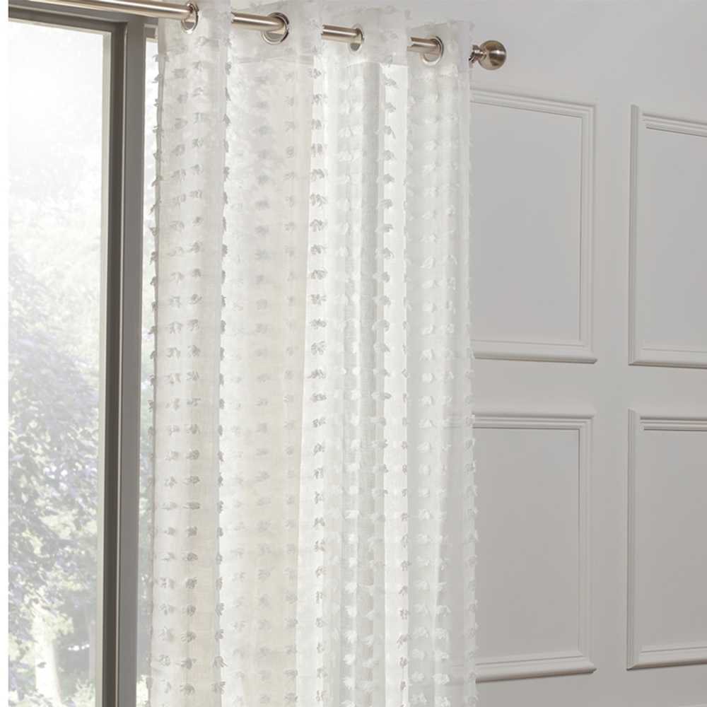 Divante White Tufted Panel Eyelet Curtain 137 x 213cm Image