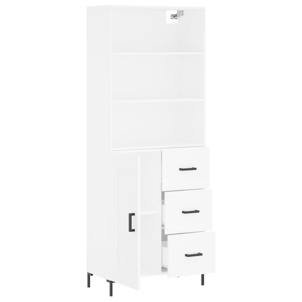 vidaXL Single Door 3 Drawer 3 Shelf White Highboard Image 4