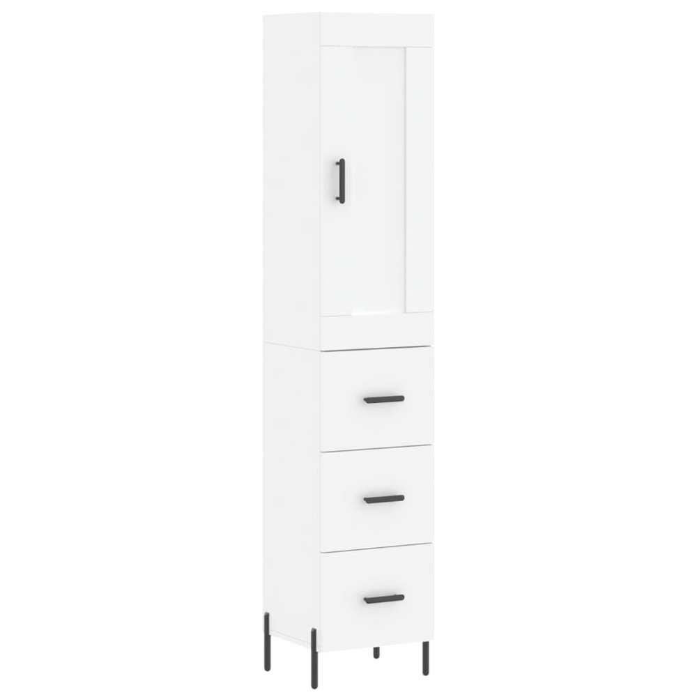 vidaXL Single Door 3 Drawer White Highboard Image 2