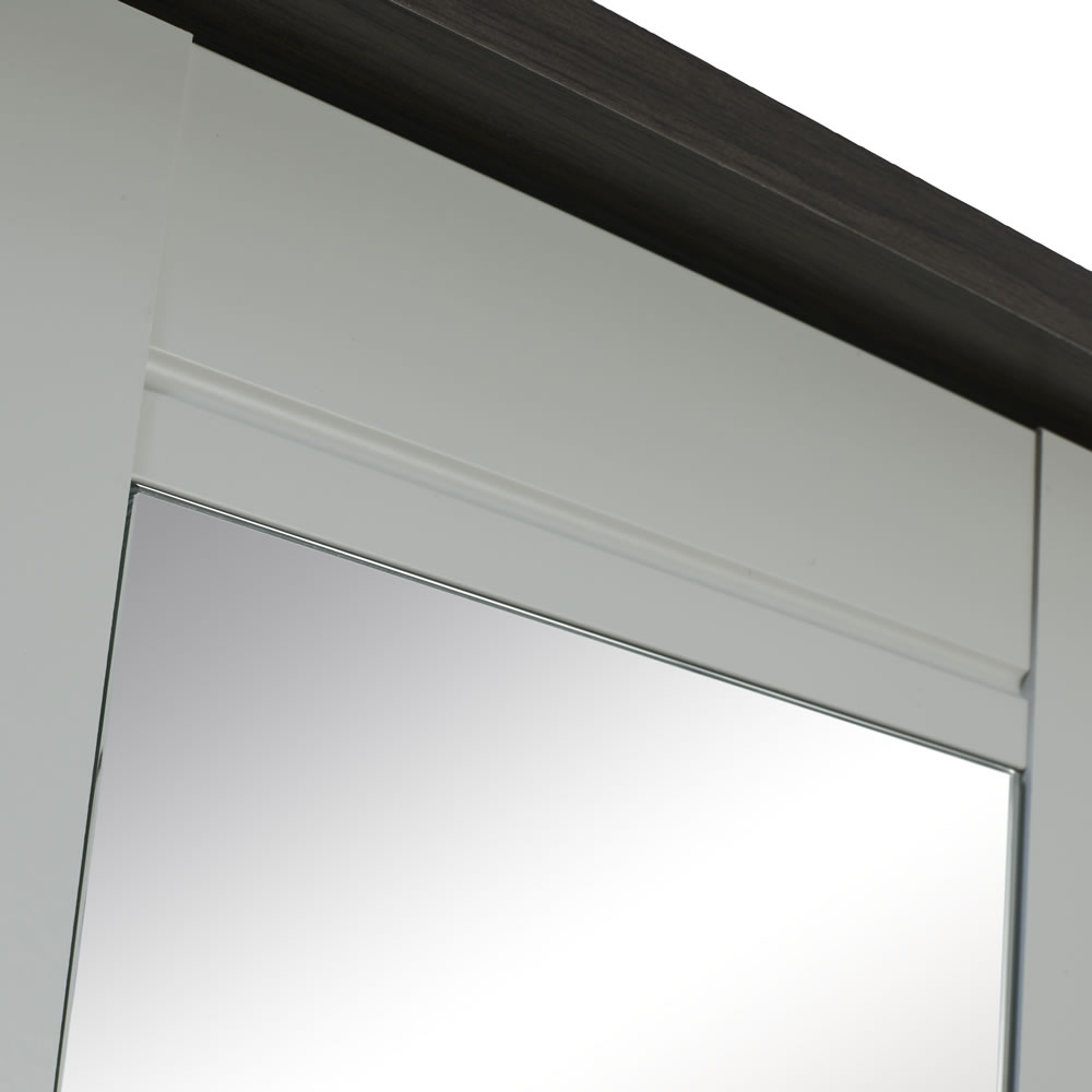 Clovelly 3 Door Grey and Dark Oak Effect Mirrored Wardrobe Image 5