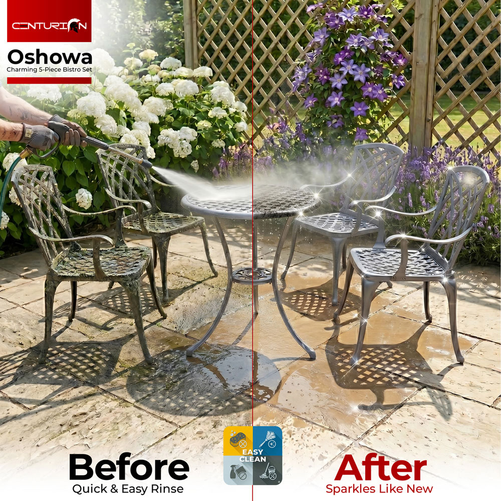 Centurion Oshowa 4 Seater Grey Cast Aluminium Garden Bistro Set Image 7