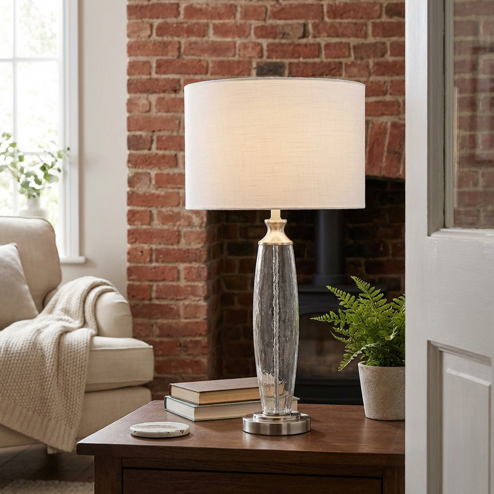 Lavina White and Chrome Glass Table Lamp Image 3