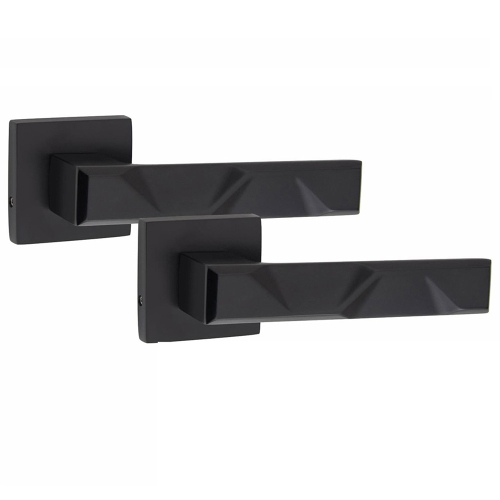 Golden Grace Matt Black Modern Nova Bathroom Door Handle Set Image 2
