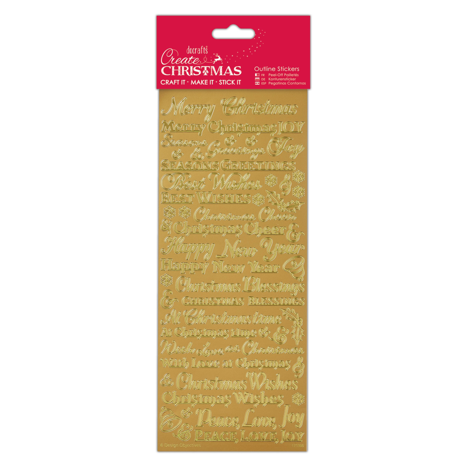 Christmas Wishes Outline Stickers - Gold Image 1