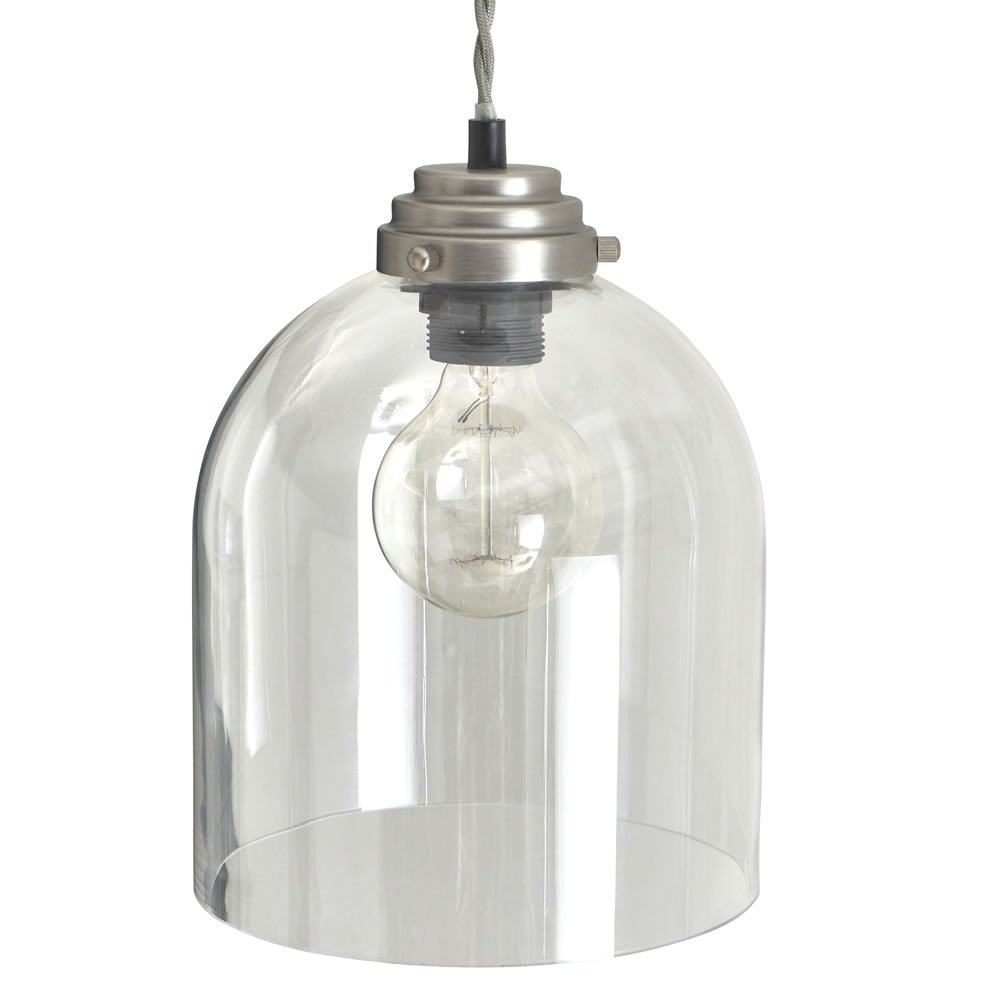 Wilko Large Glass Pewter Industrial Pendant Light Shade Image 2