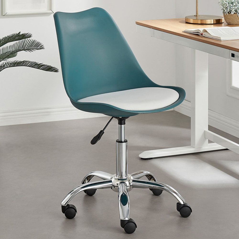 Furniturebox Otto Teal and White Laid Back Style Adjustable Height Chair Image 1