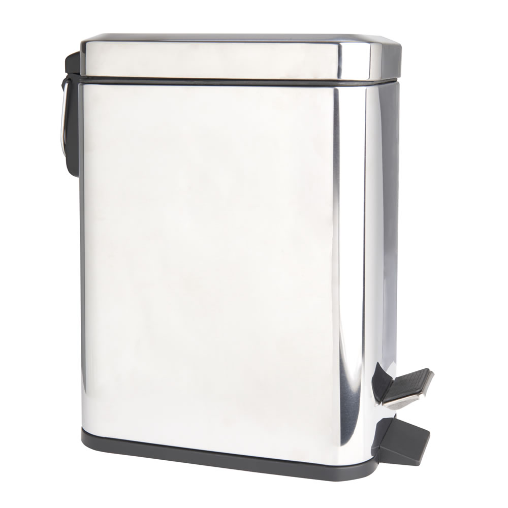 Wilko Silver Slimline Bathroom Bin Image 1