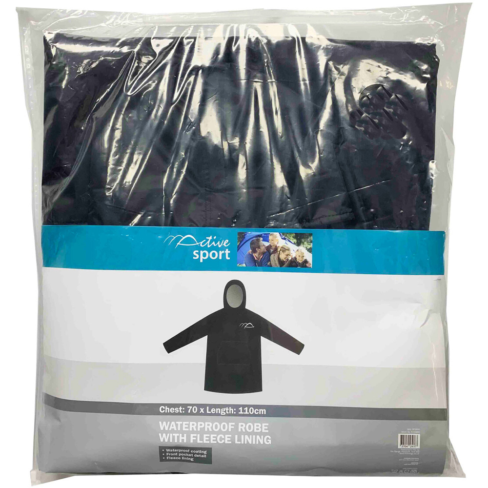 Active Sport Black Waterproof Robe with Fleece Lining Image 2