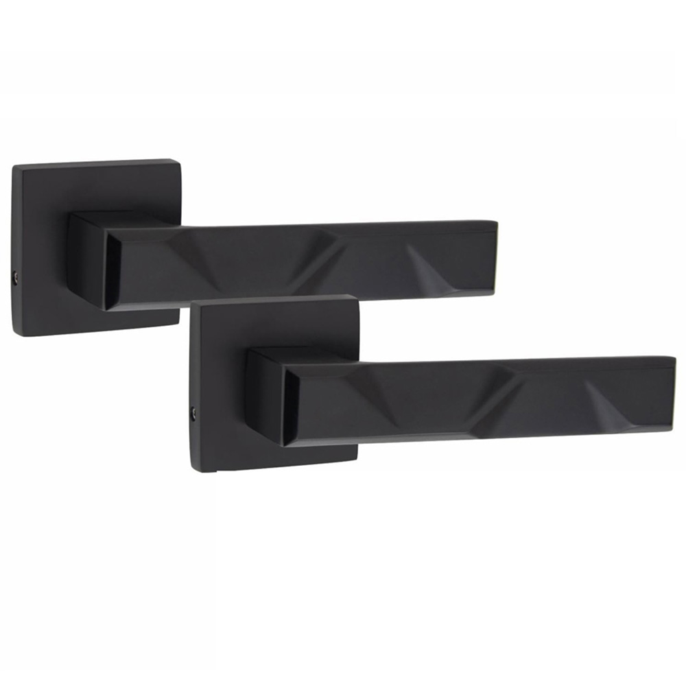 Golden Grace Matt Black Modern Nova Euro Lock Door Handle Set Image 3