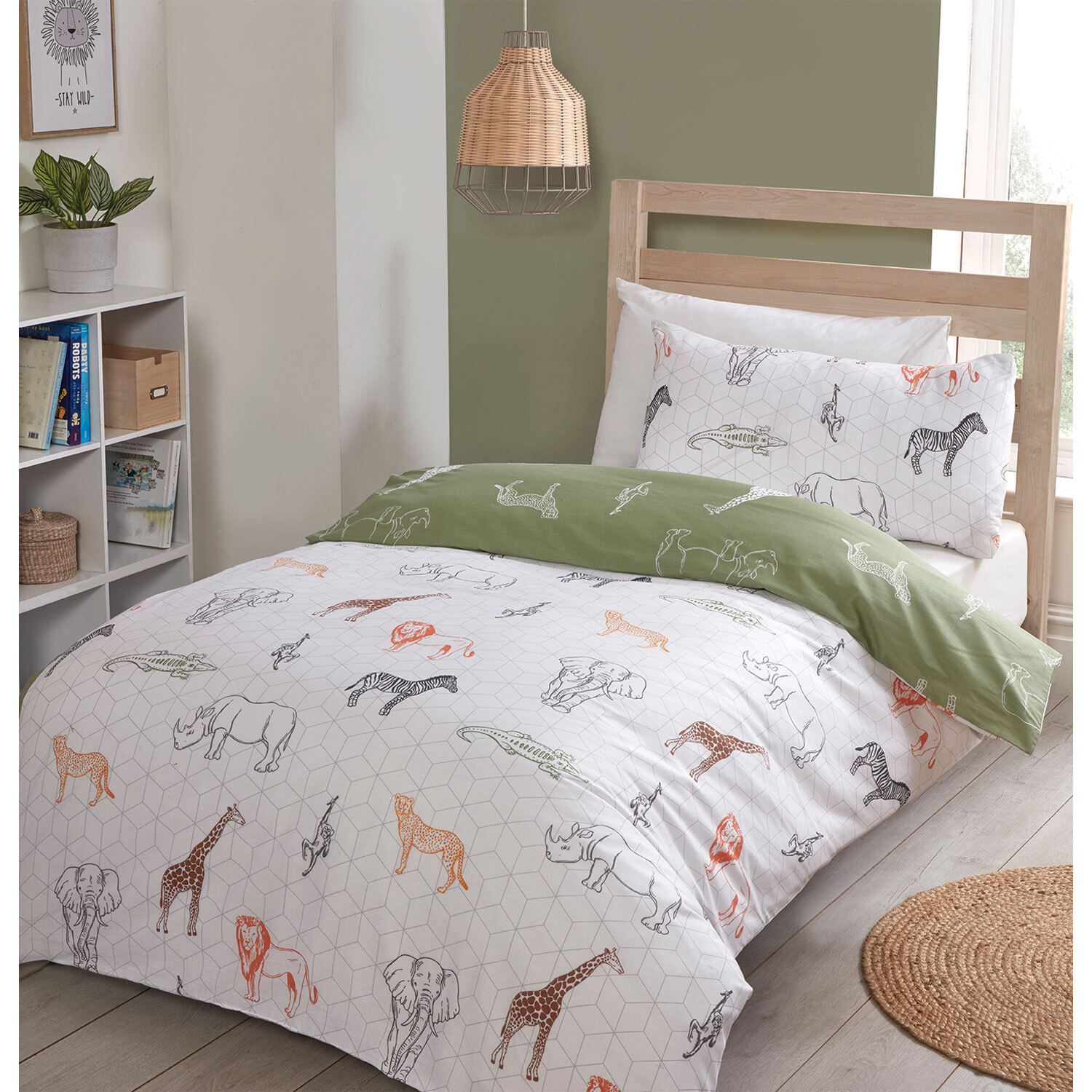 Single Safari Animals Duvet and Pillowcase Set Image 1