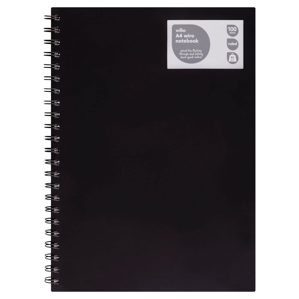 Wilko A4 Wiro Lined Notebook 100 Sheets 80gsm Image
