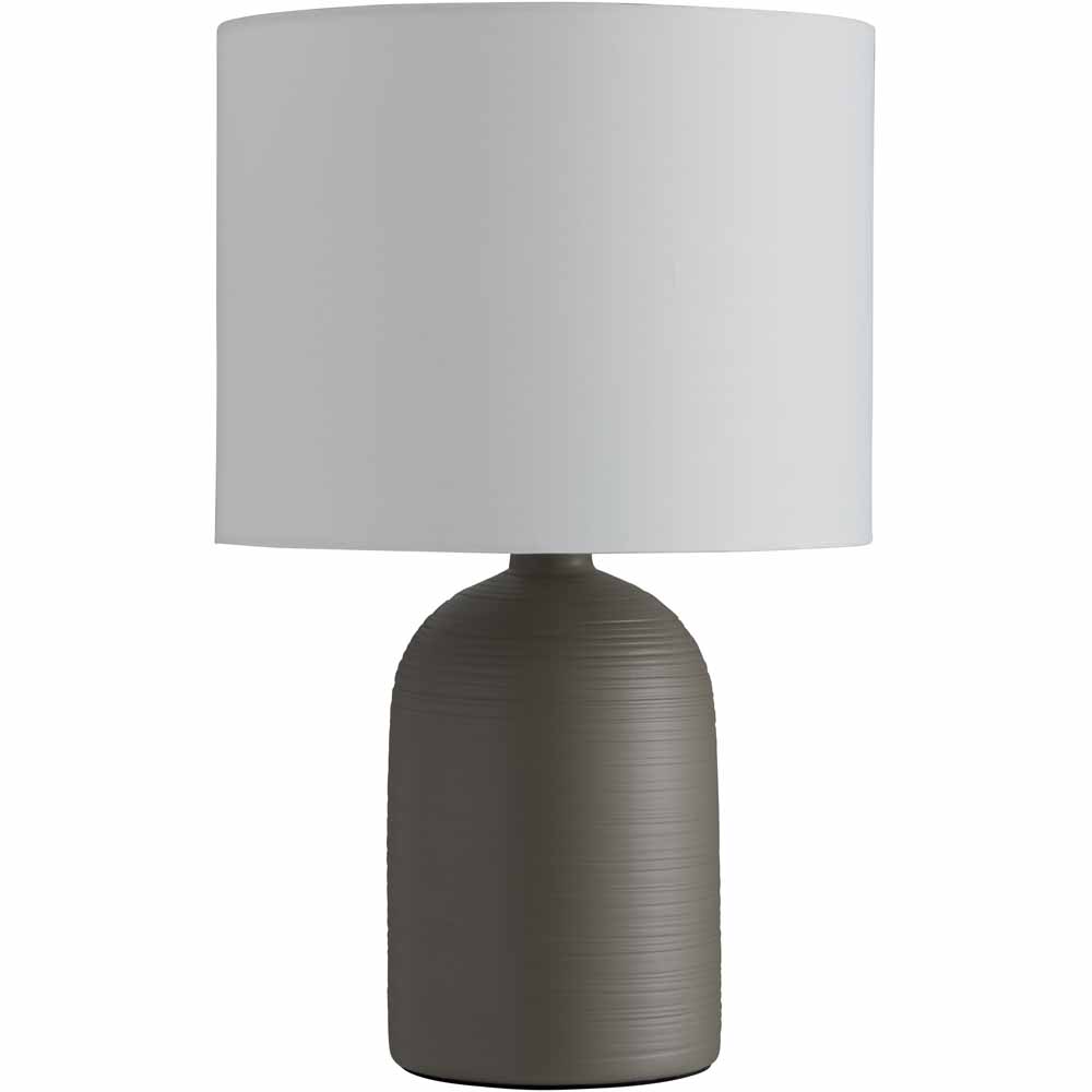 Wilko Grey Ceramic Etched Table Lamp Image 1