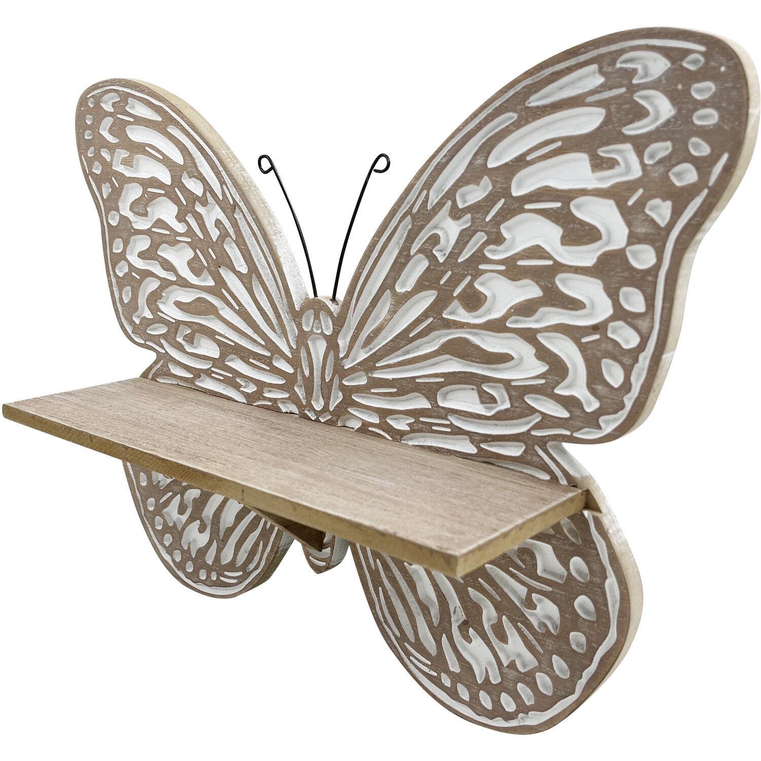 Wood Effect Butterfly Shelf - Brown Image 2