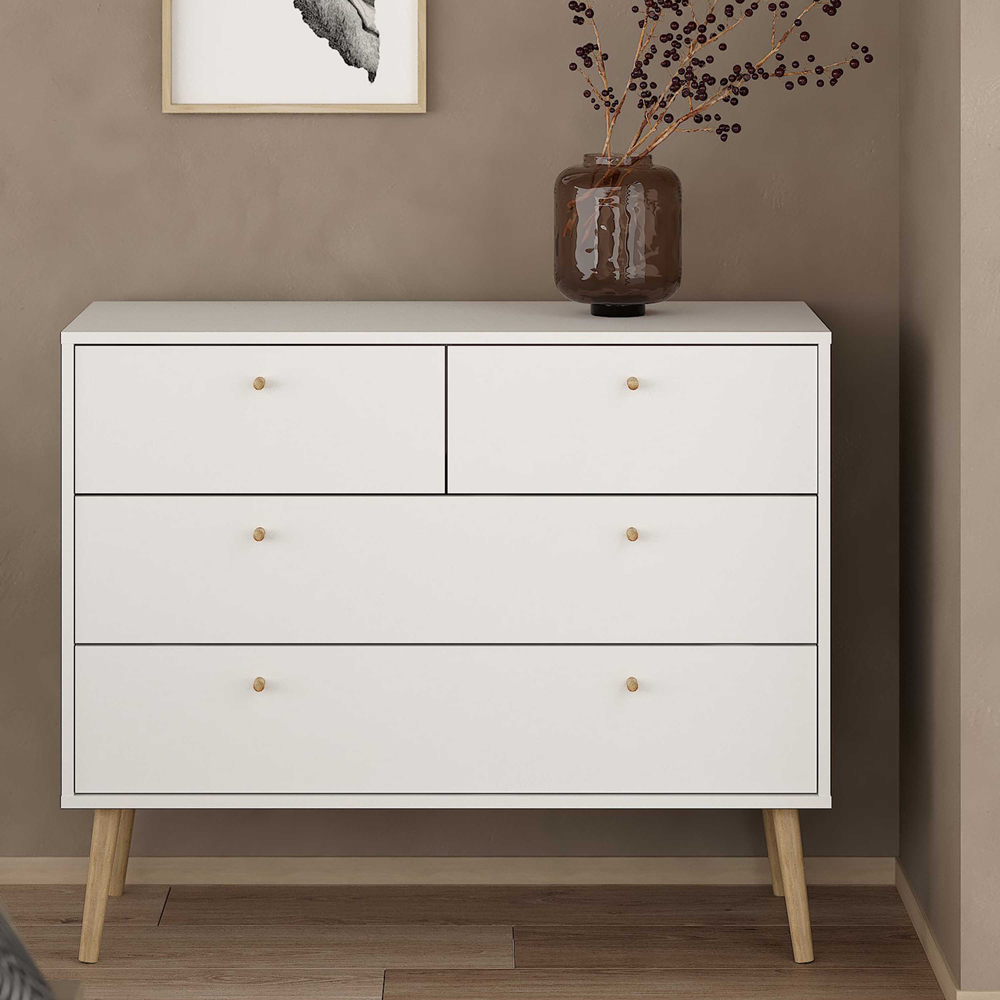 Florence Cumbria 4 Drawer White Chest of Drawers Image 1
