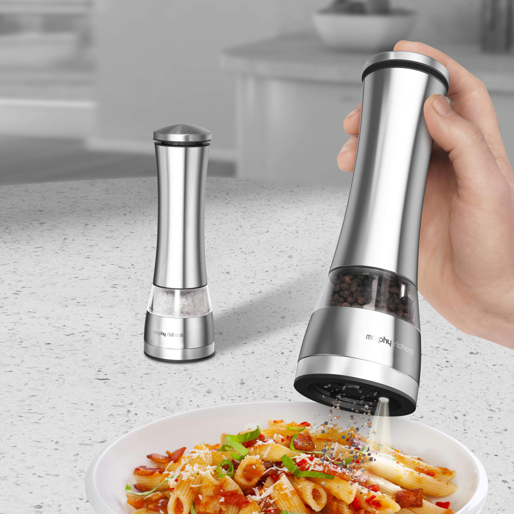 Morphy Richards Stainless Steel Electronic Salt and Pepper Mill Wilko