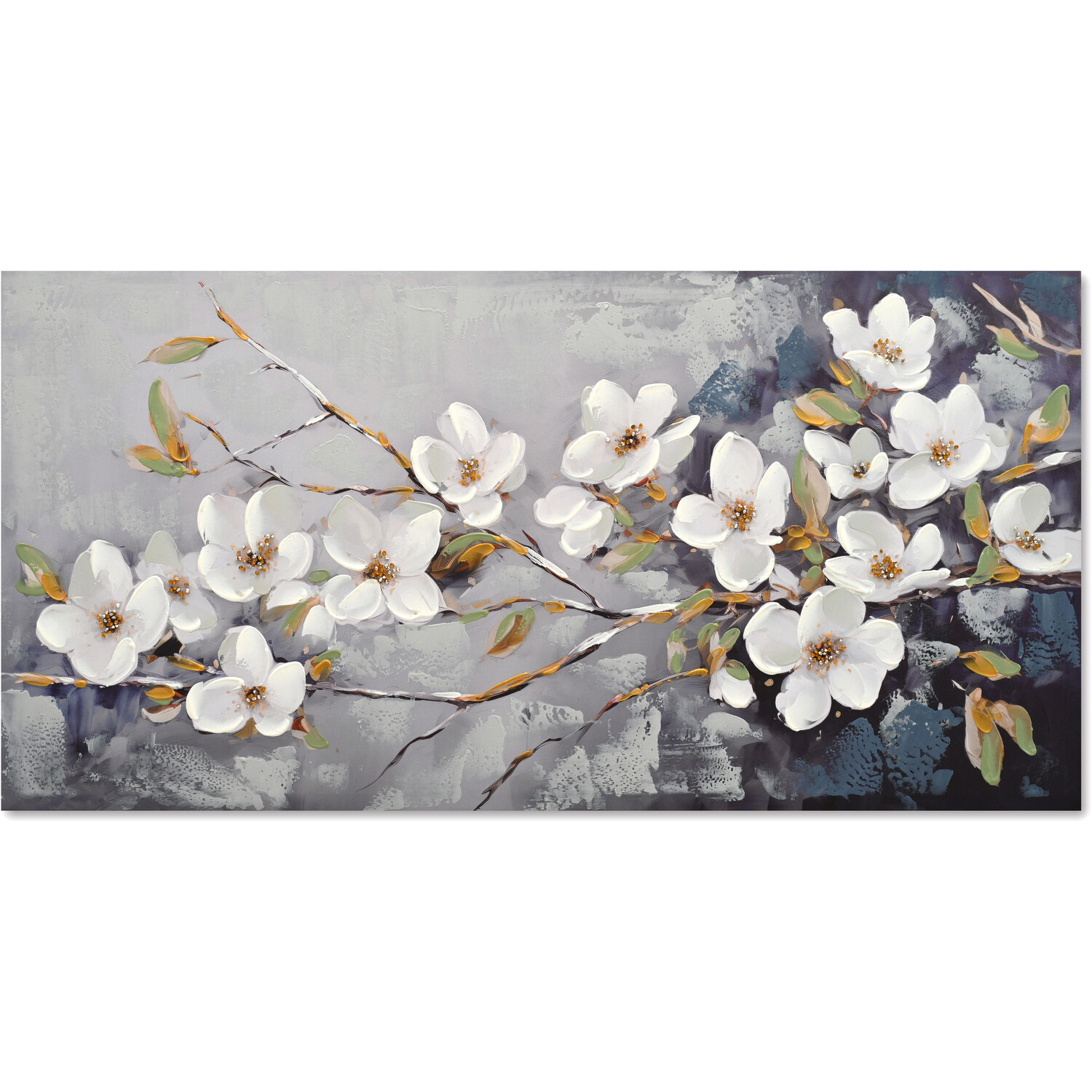 Embellished Dusky Blue Flower Canvas - Dusky Blue Image 1