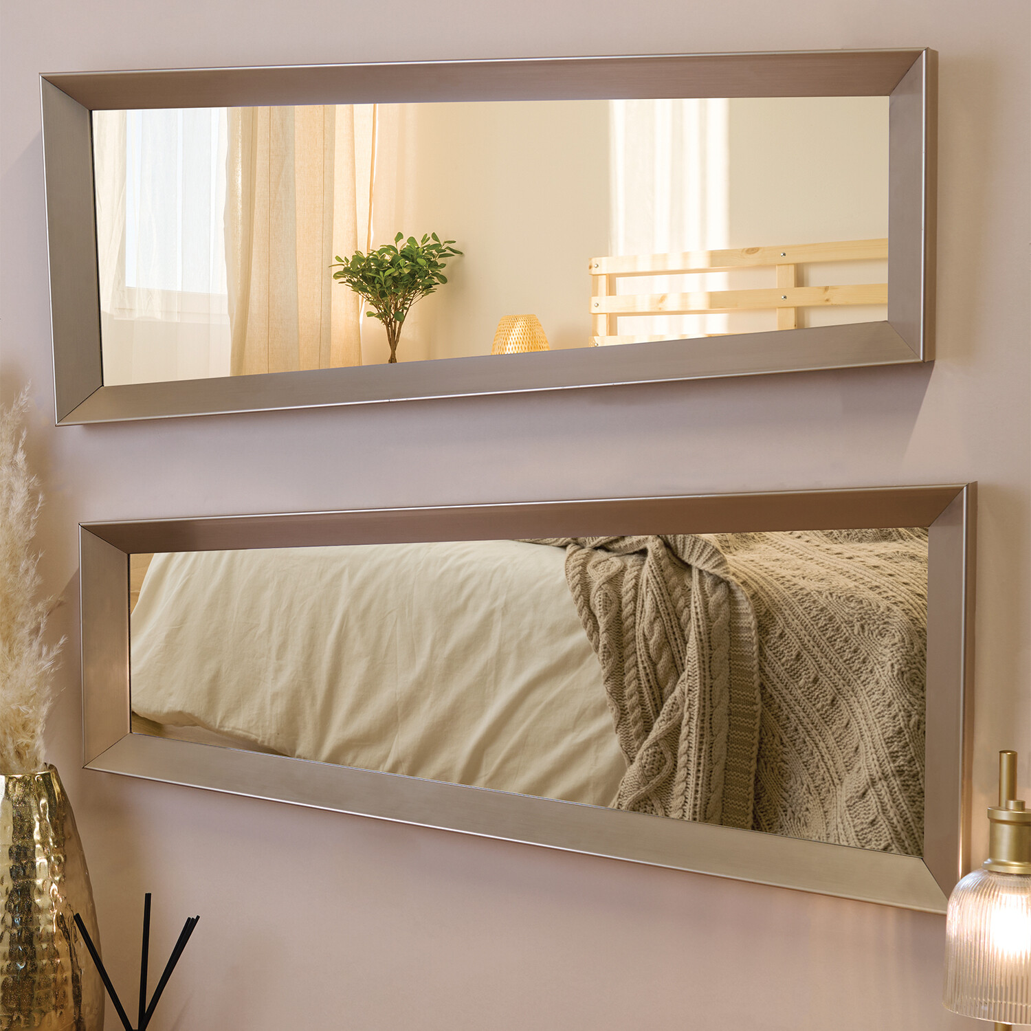 Set of 2 Asymmetric Metallic Mirrors Silver Image 5