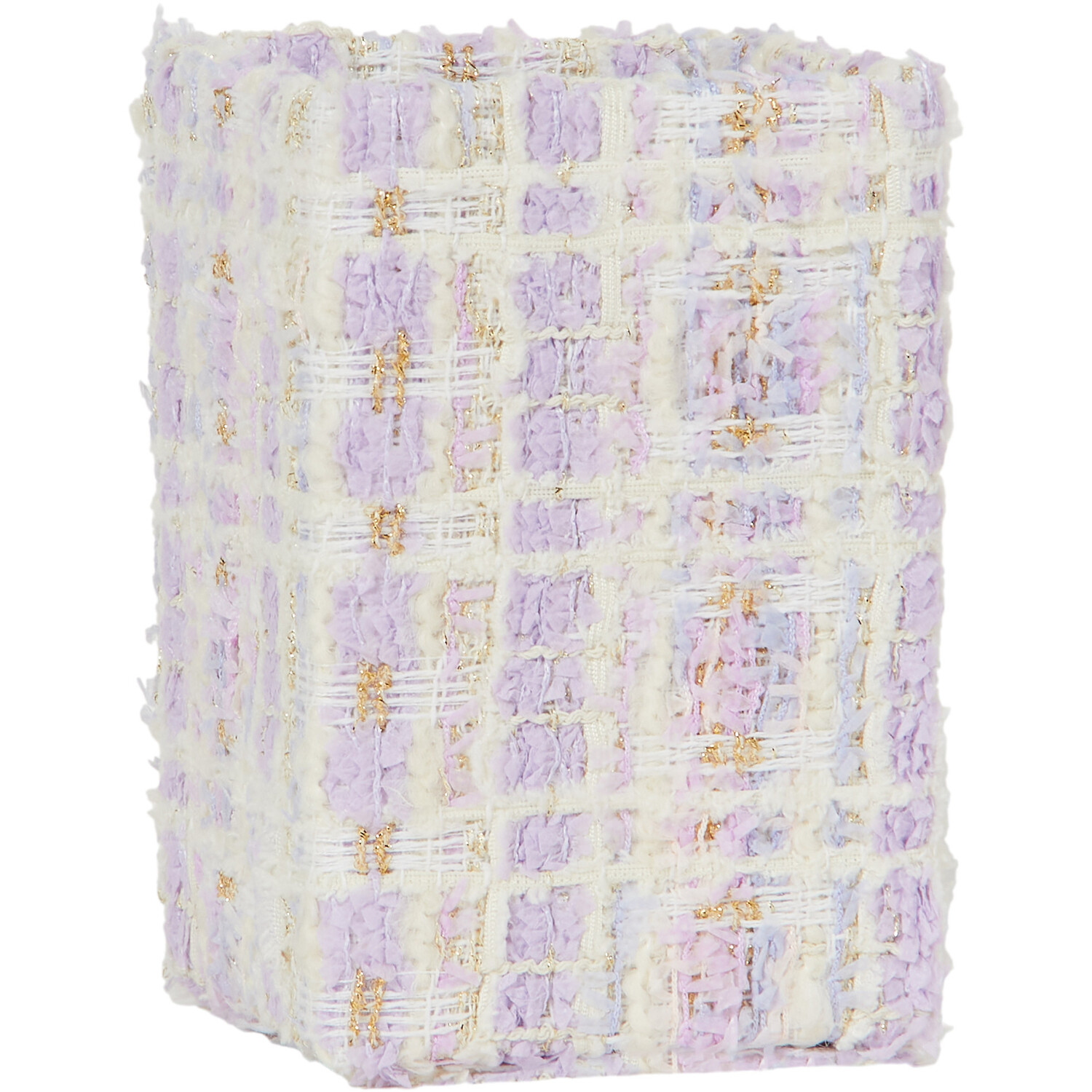 Lilac Check Fabric Pen Pot - Purple Image 4