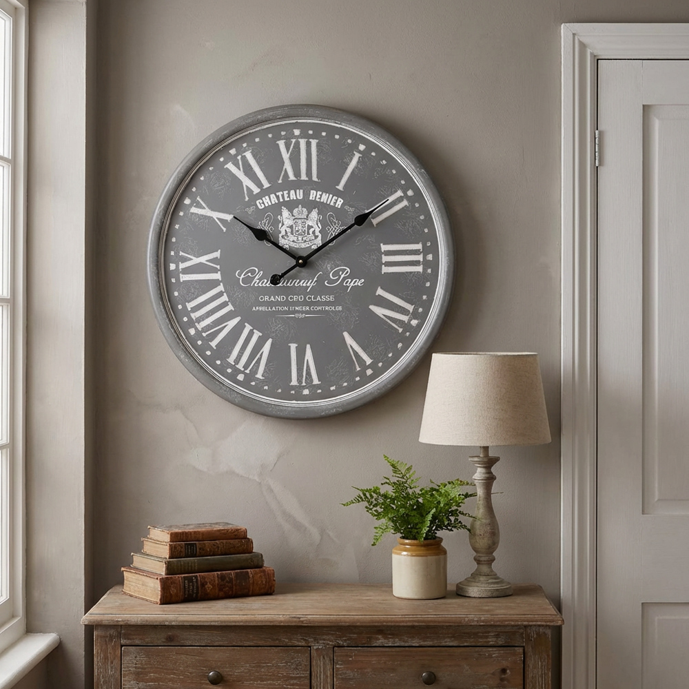 Grey Chateau Renier Round Wall Clock 60cm Image 3