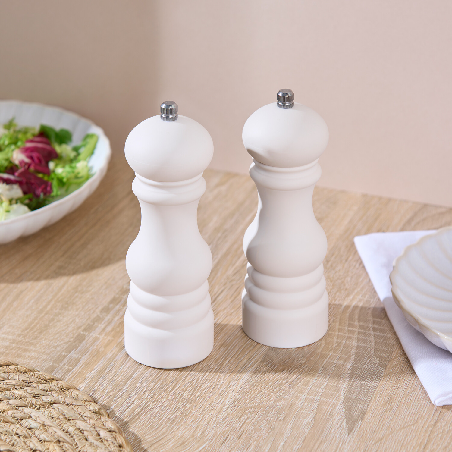 Wooden Salt and Pepper Mill Set Griege Image 2