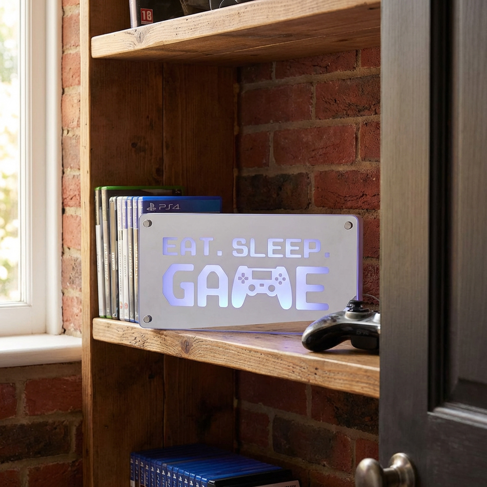 Eat Sleep Game Neon Block Light Image 5