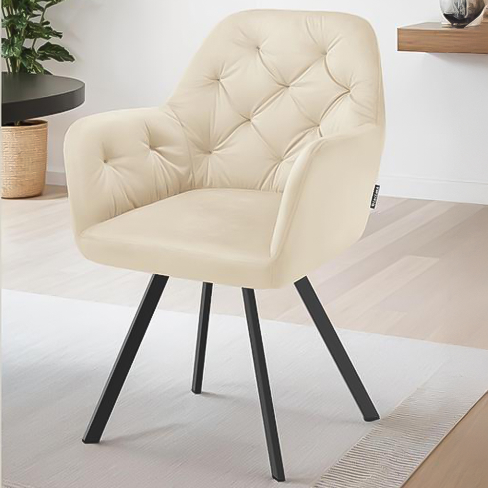 tectake Lucia Set of 2 Cream Quilted Armchair Image 1