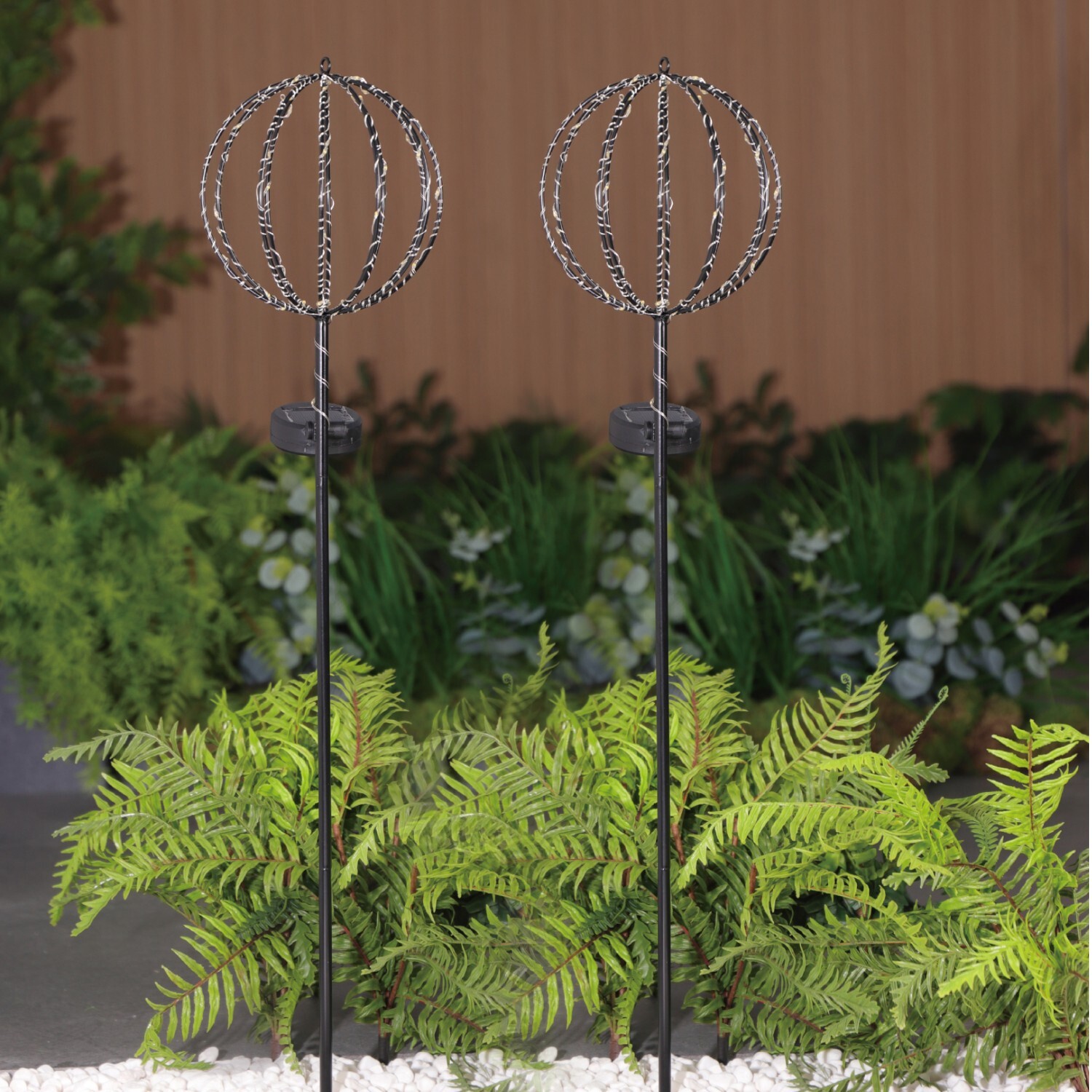 Pack of 2 Solar Sparkle Ball Stake Lights Black Image 5