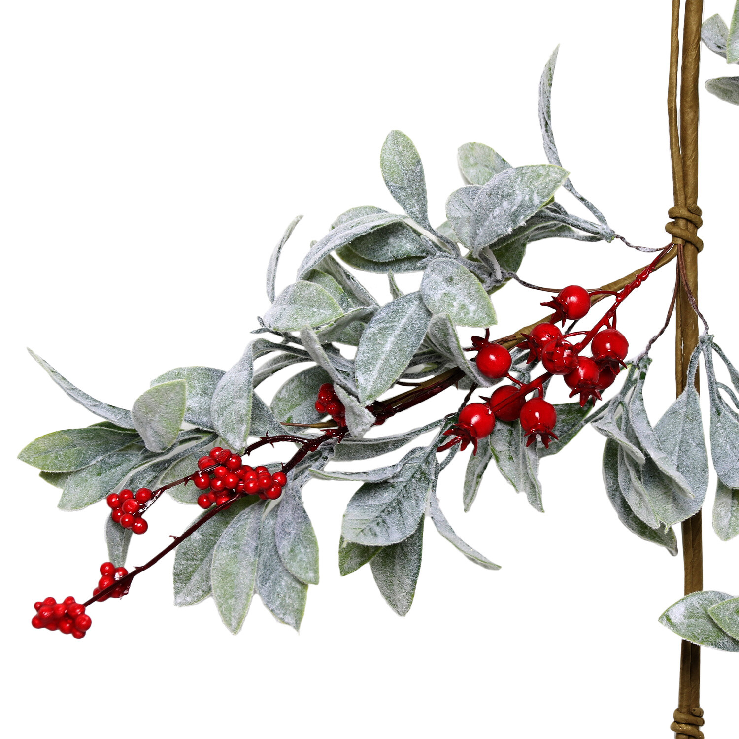 Red Berry Garland with Leaves - Red Image 3