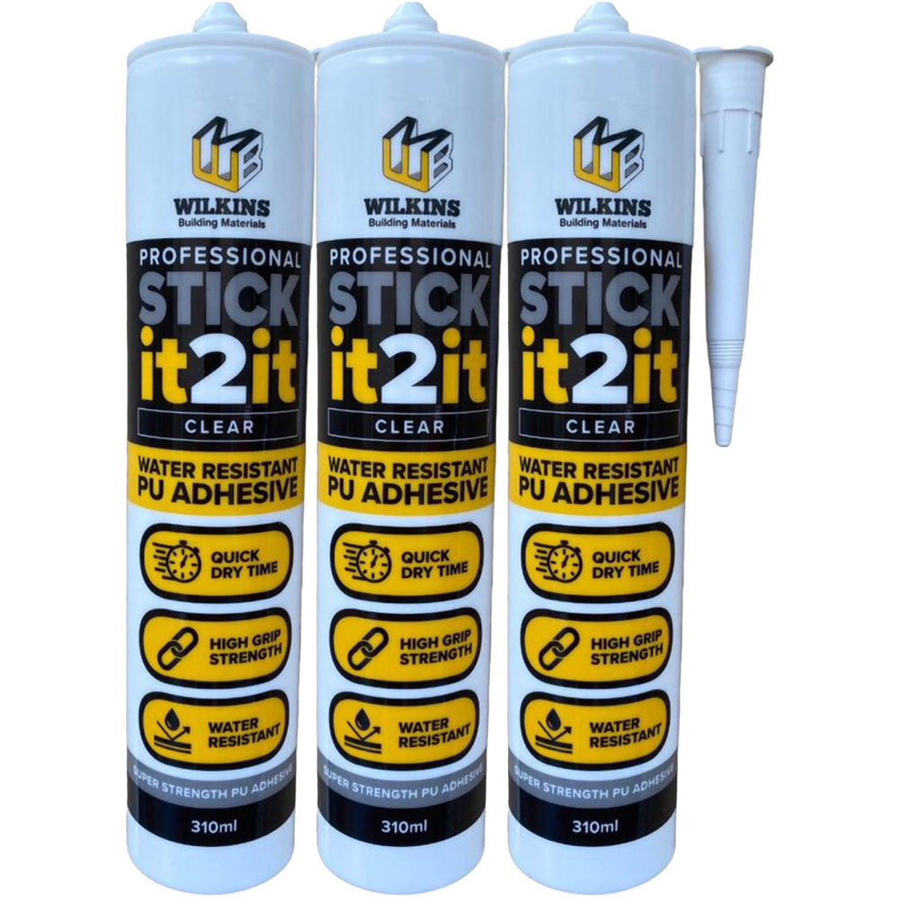 Professional Stick it2it Clear Water Resistant PU Adhesive 3 Pack Image 1