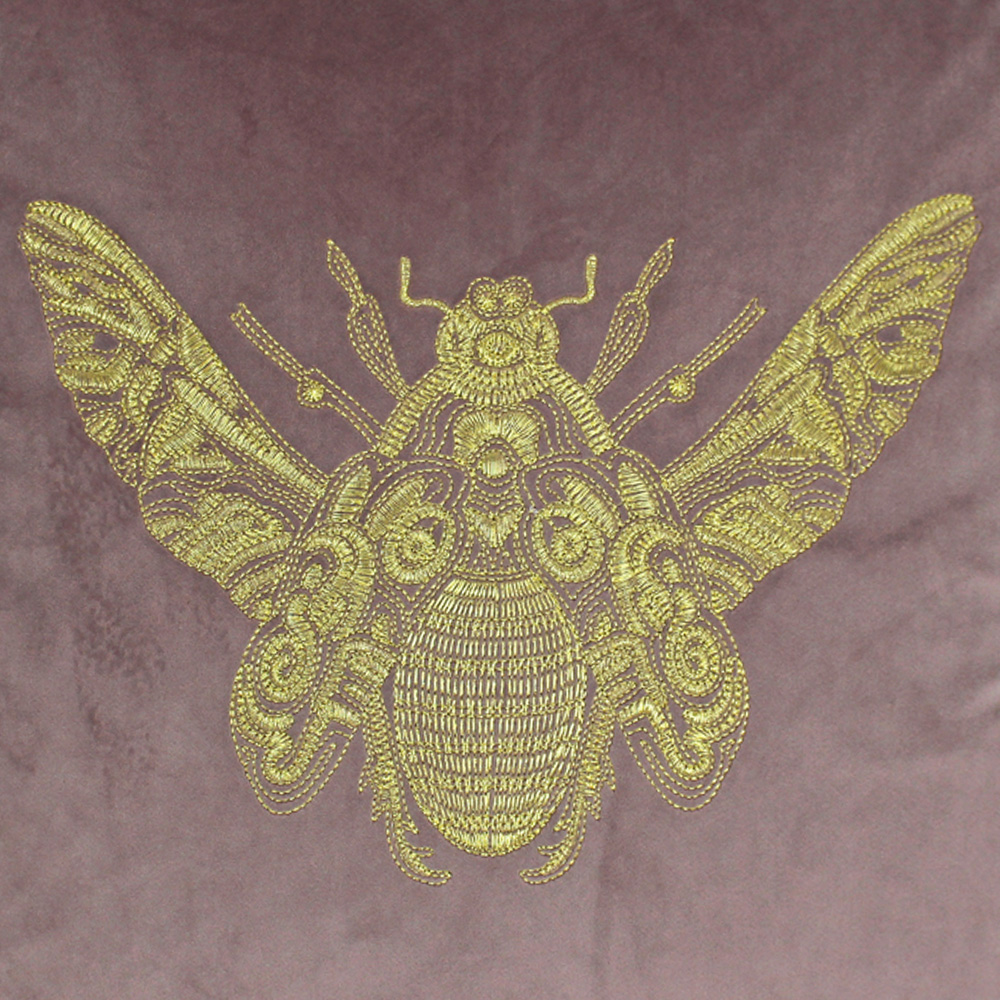 Paoletti Cerana Dusky Blush Embroidered Velvet Cushion Image 3