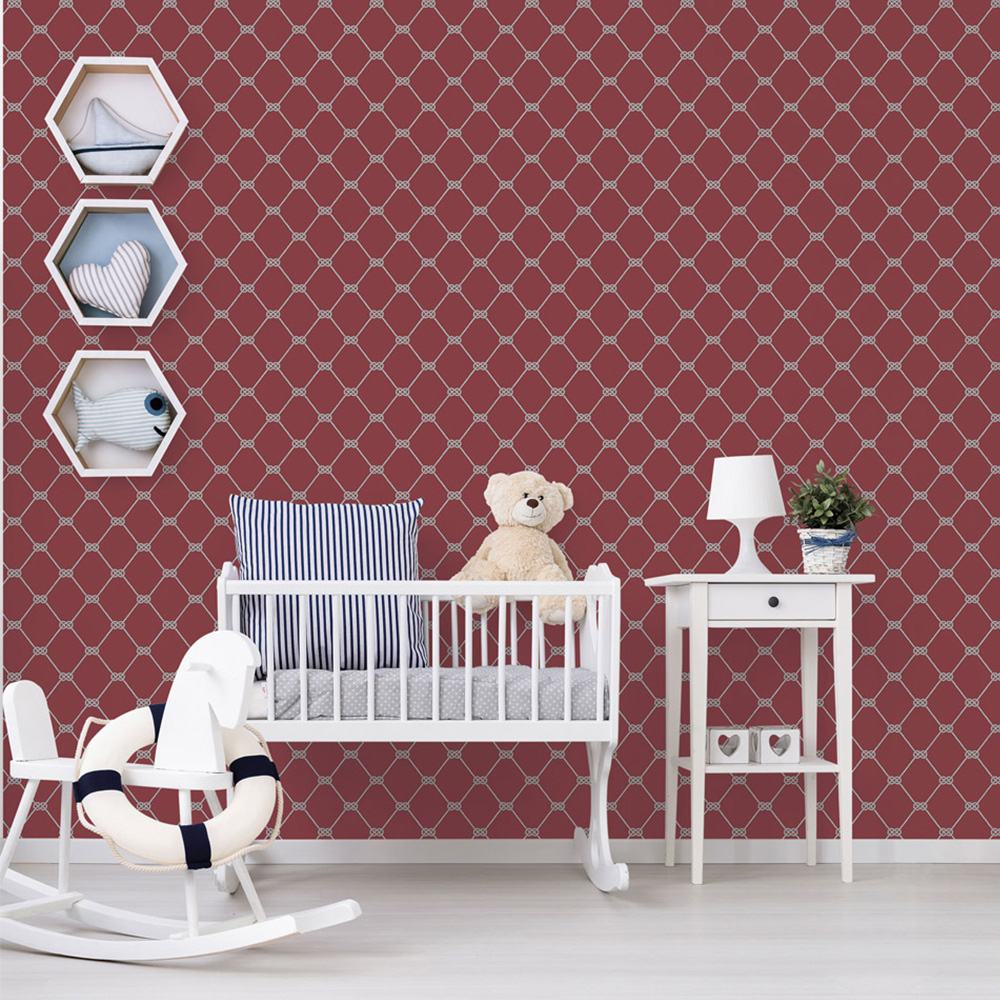 Galerie Deauville 2 Geometric Red and White Wallpaper Image 3