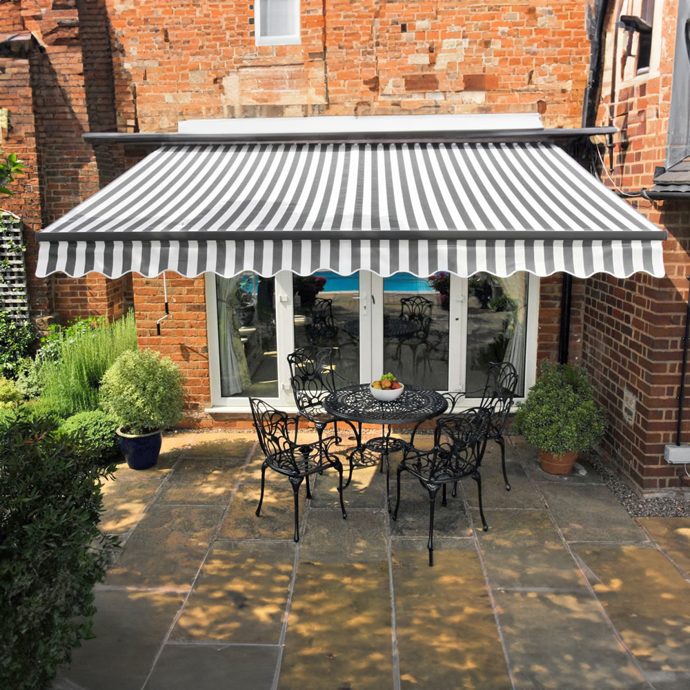 Kensington Grey and White Stripe Easy Fit Awning 2 x 3m Image 1