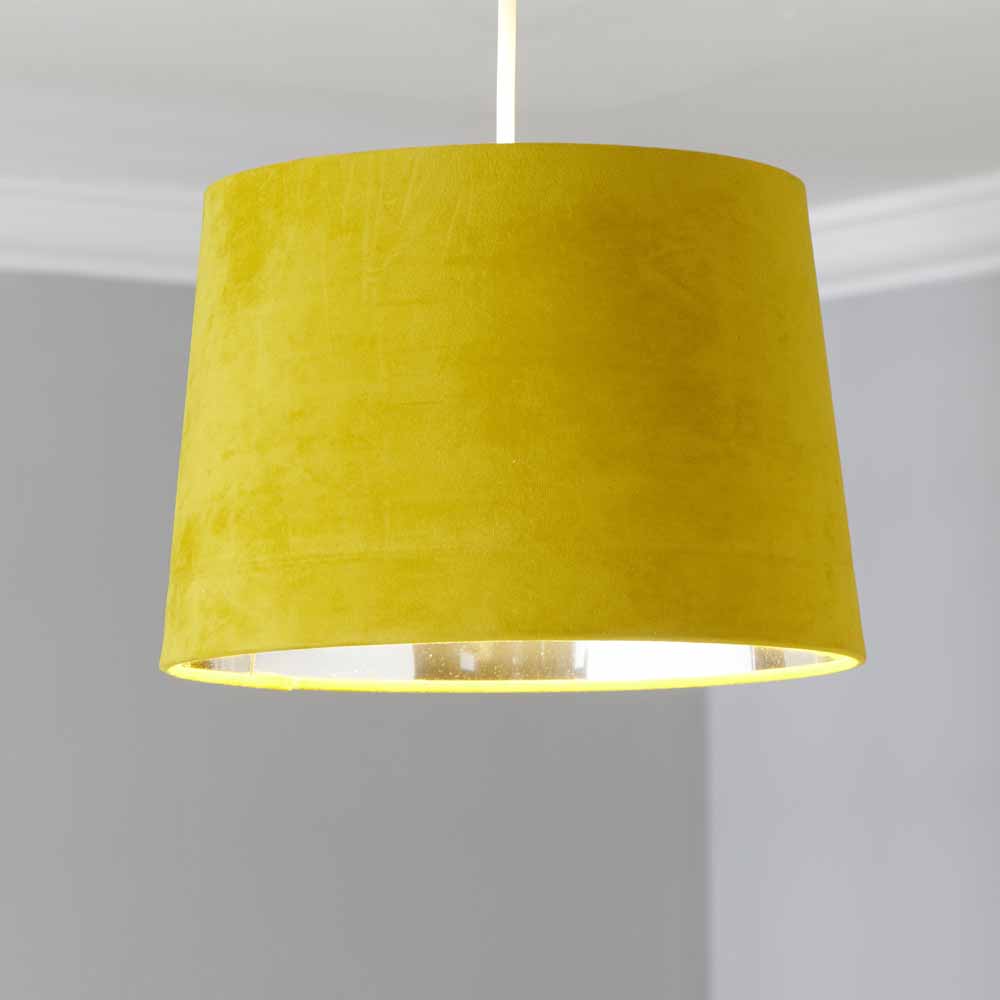 Wilko Mustard Silver Velvet Light Shade Wilko