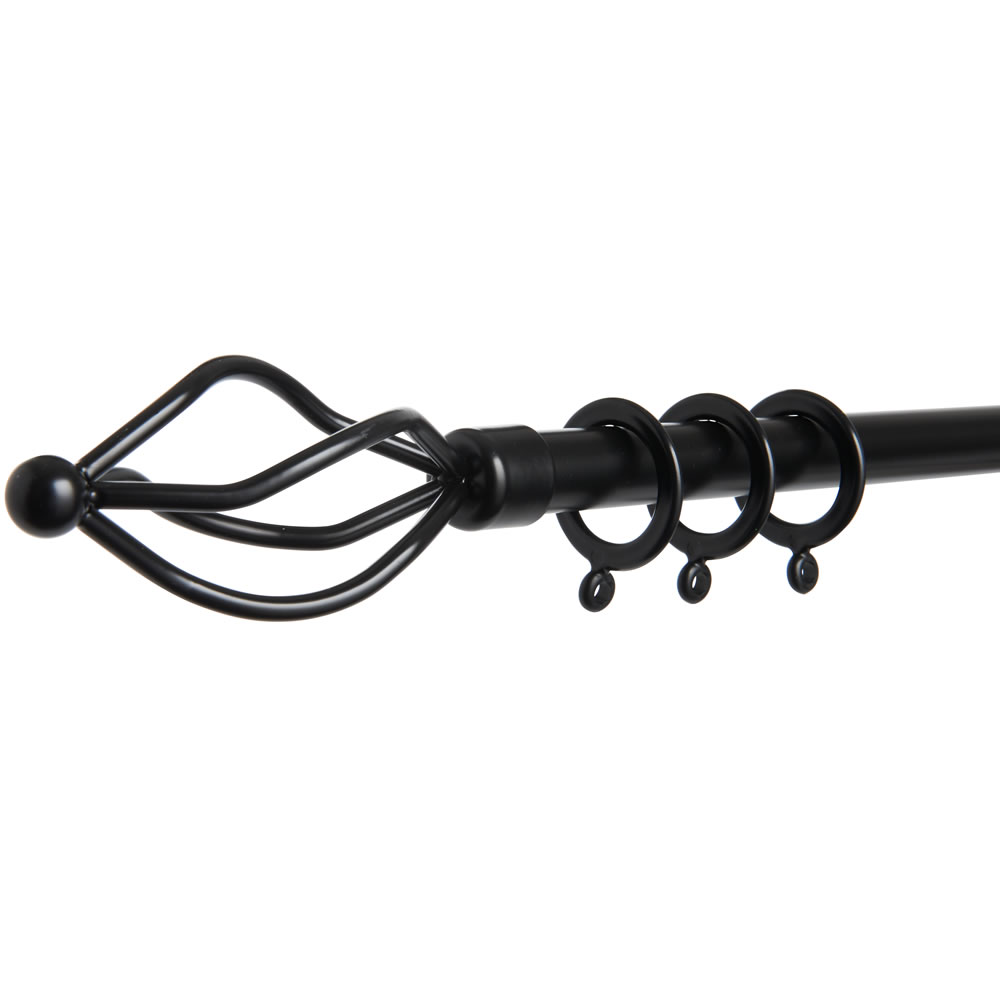 Wilko Firenze 170 - 300cm Extendable Black Curtain  Pole Image 2