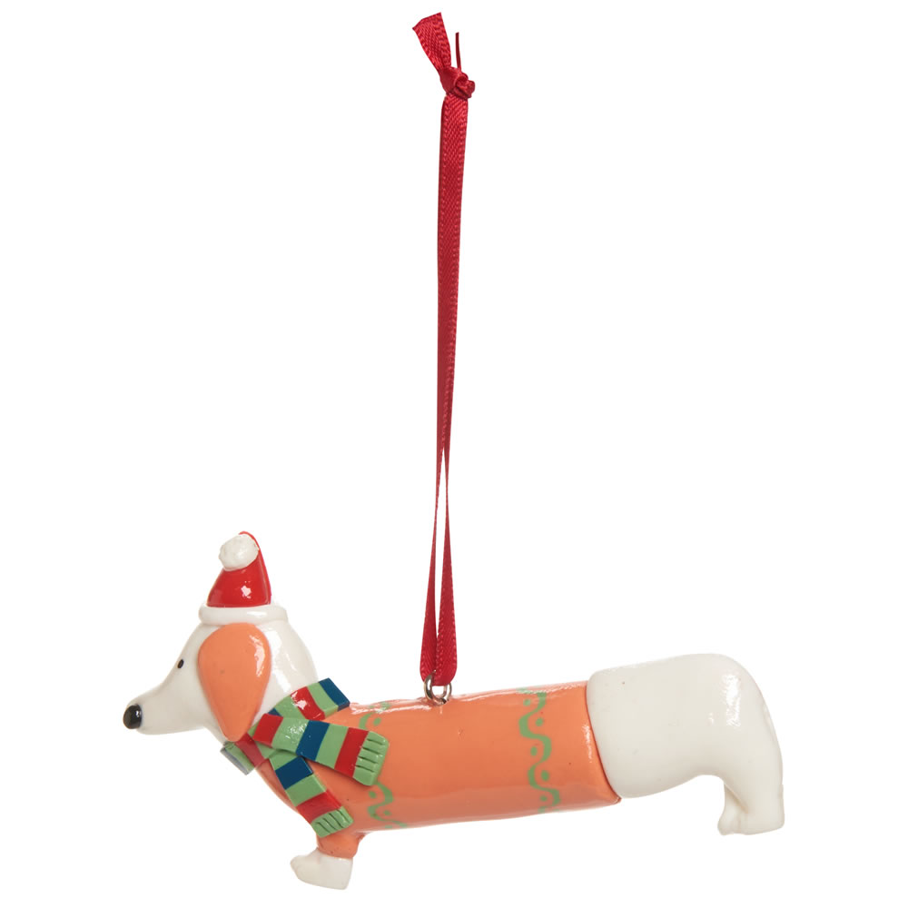 Wilko Alpine Home Sausage Dog Christmas Tree Decoration Image 1