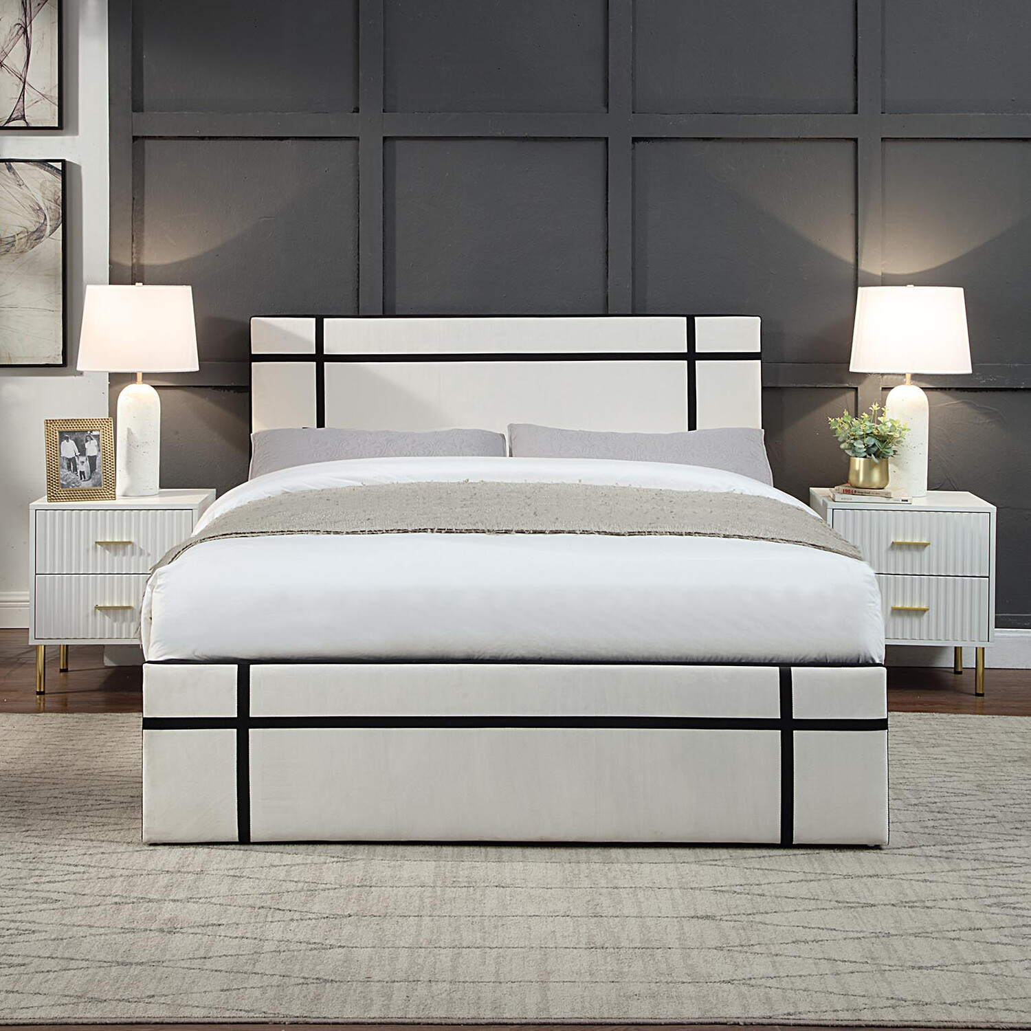 Quinn Kingsize Bed Cream and Black Image 9