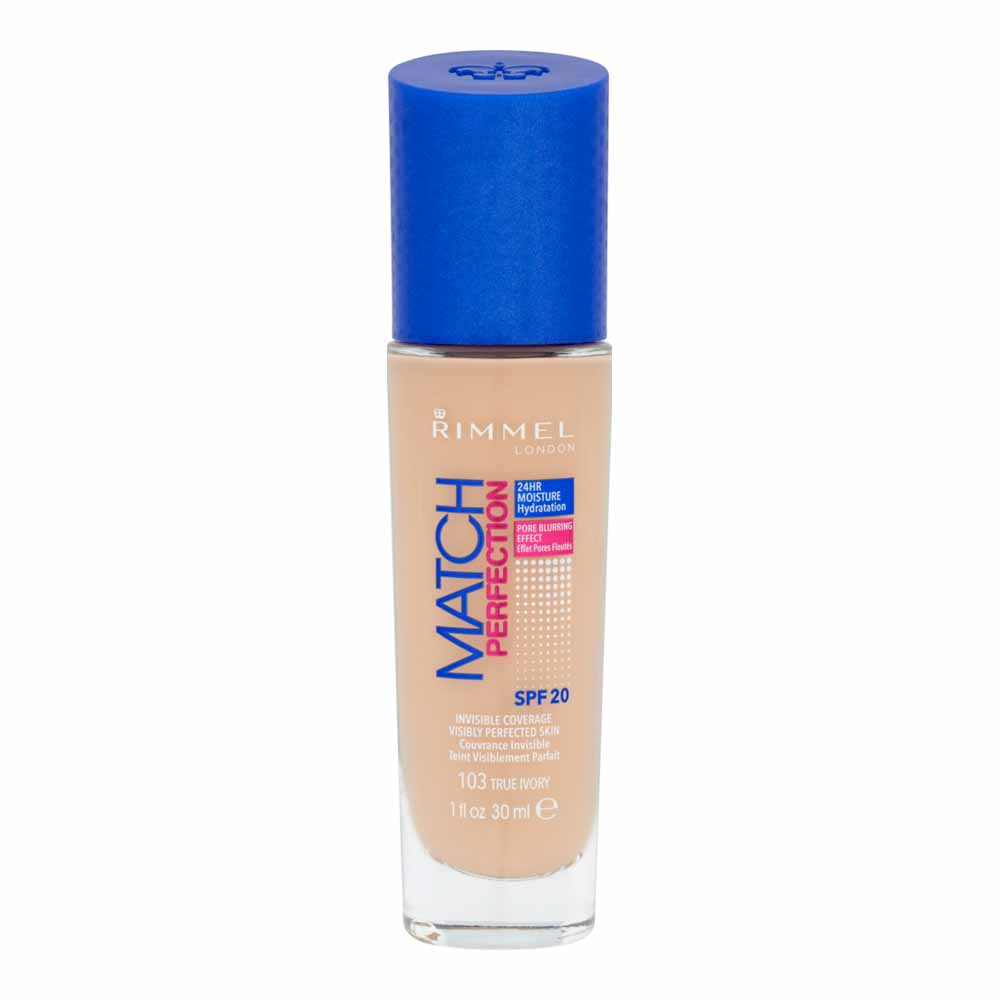 Rimmel Match Perfection Liquid Foundation True Ivory 30ml Image 1