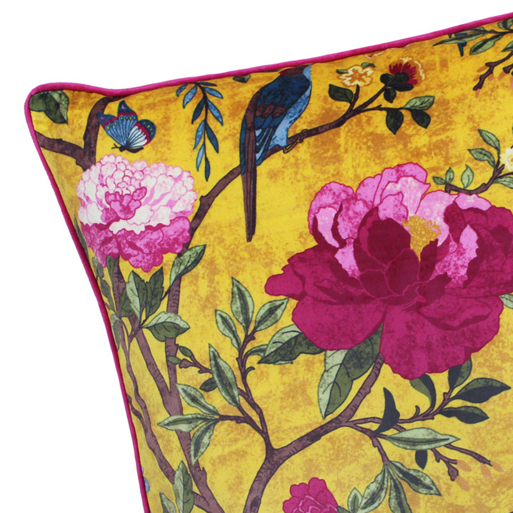 Paoletti Chinoiserie Gold Floral Cushion Image 2