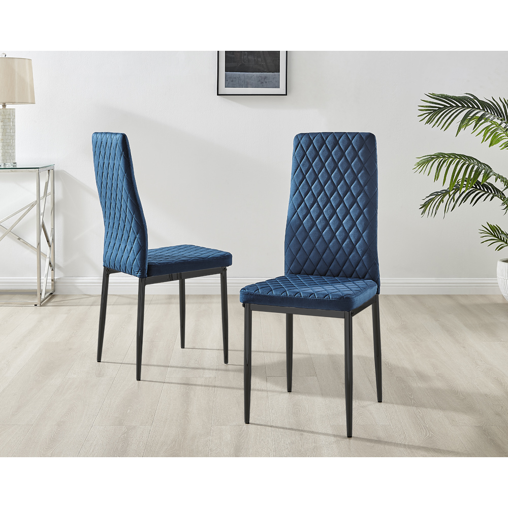 Furniturebox Arona Milan 4 Seater Round Dining Set Navy Blue and Black Image 9