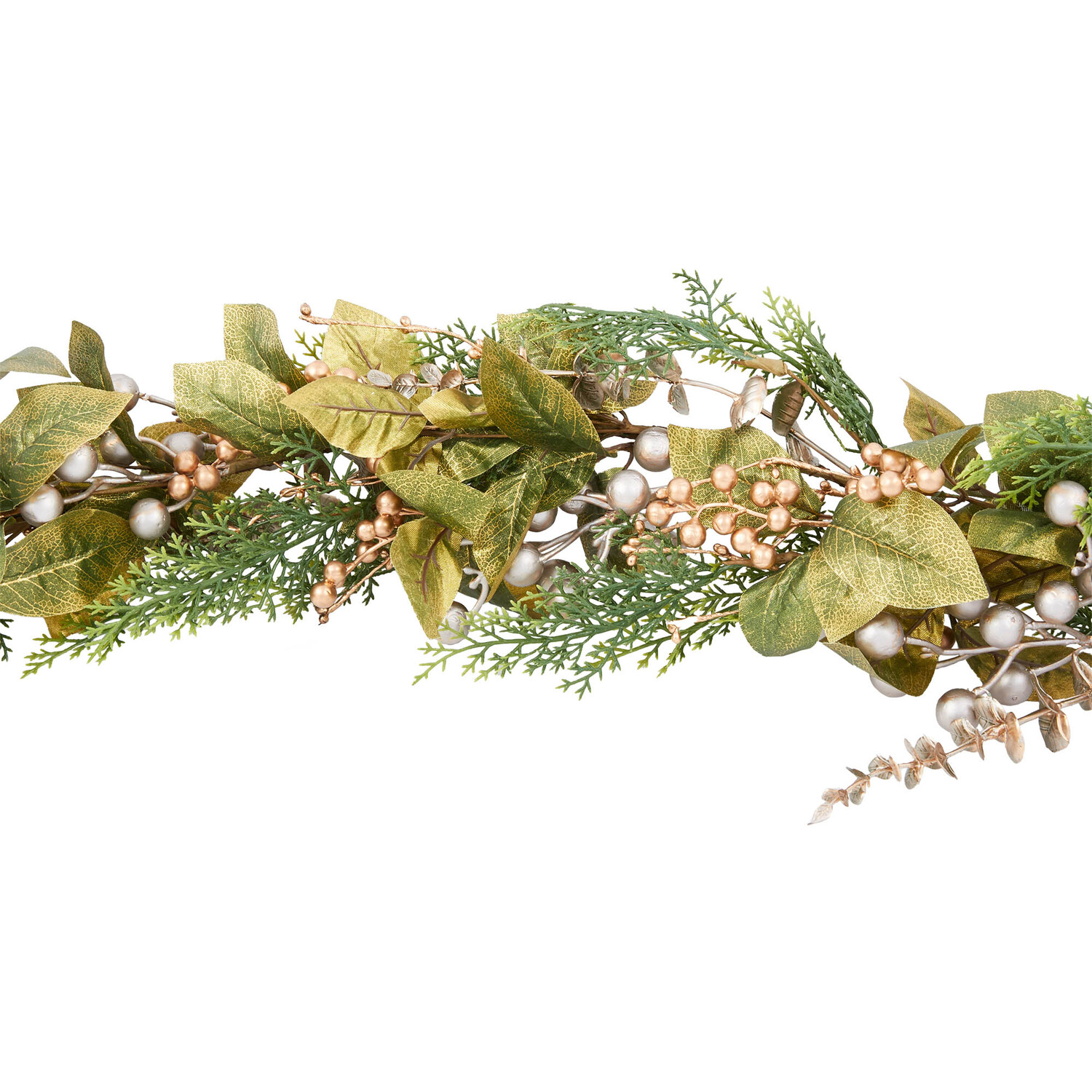 Gold Foiled Leaf Garland - Green & Gold Image 3