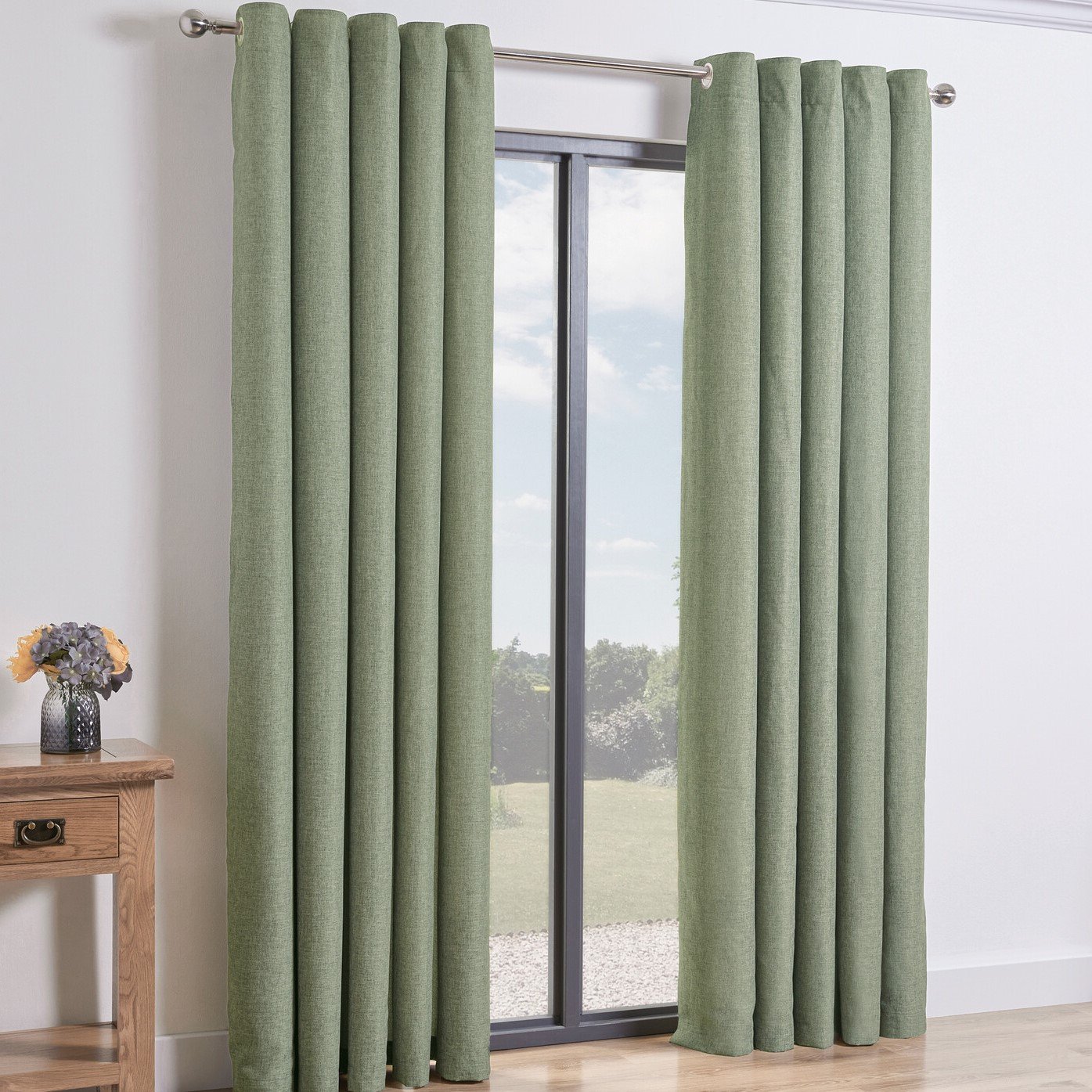Taylor Blackout Eyelet Curtains - Green / 137cm / 168cm Image