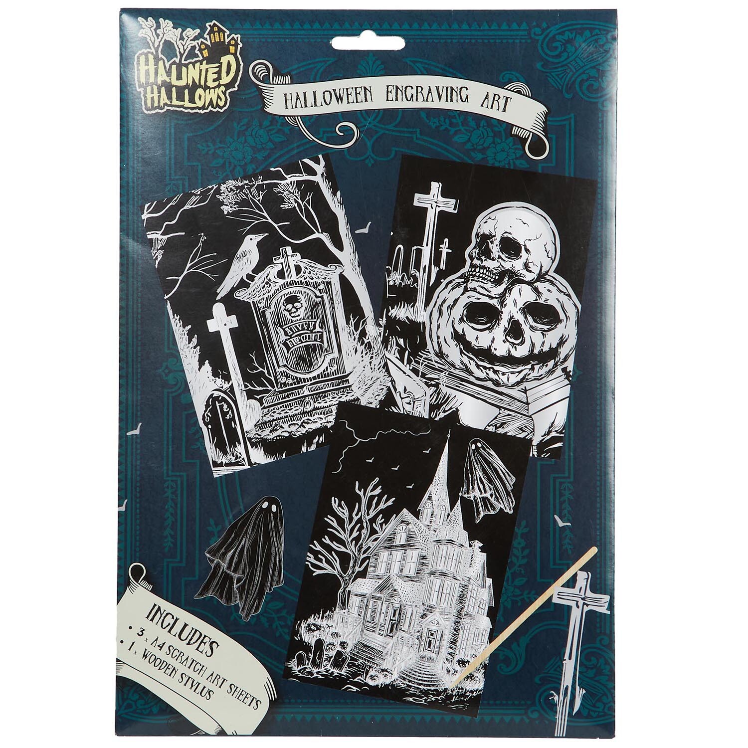 Halloween Engraving Art Kit - Black and White Image 1