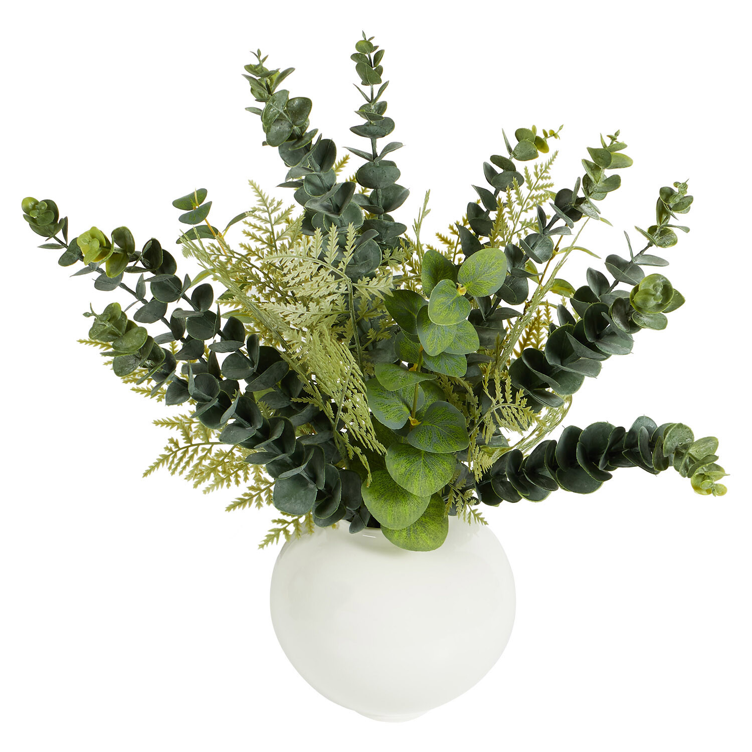 Eucalyptus in White Ceramic Pot - Green and White Image 2