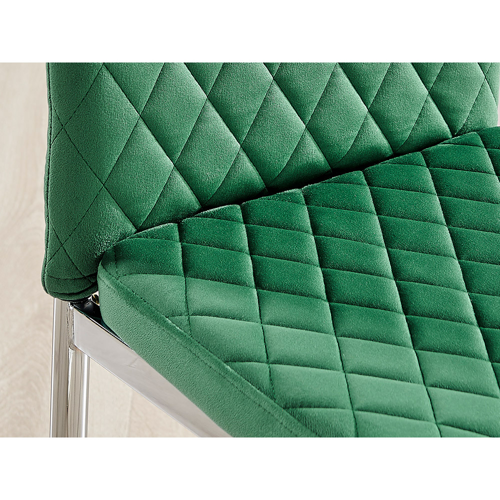 Furniturebox Valera Set of 4 Green and Chrome Velvet Dining Chair Image 5