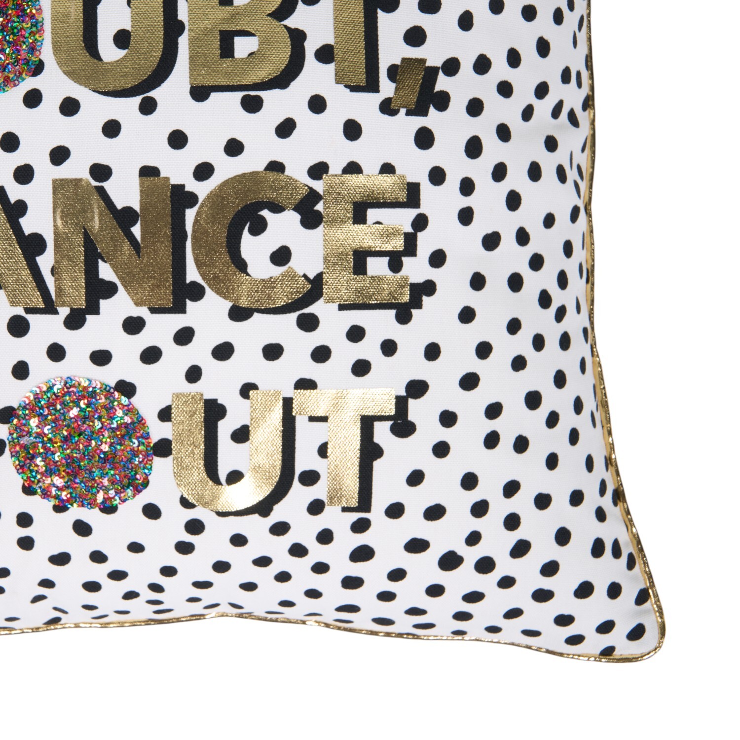 Dance It Out Cushion White, Black and Gold Image 3