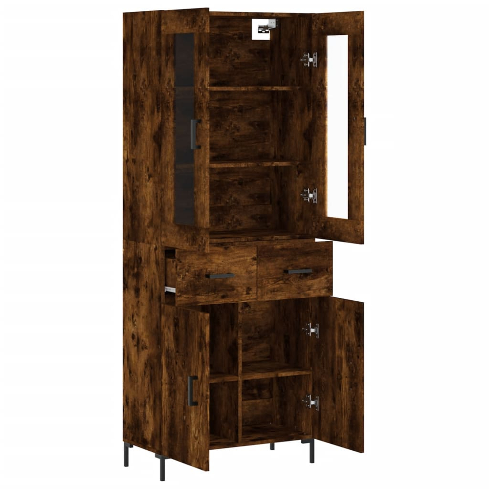 vidaXL 4 Door 2 Drawer Smoked Oak Highboard Image 4