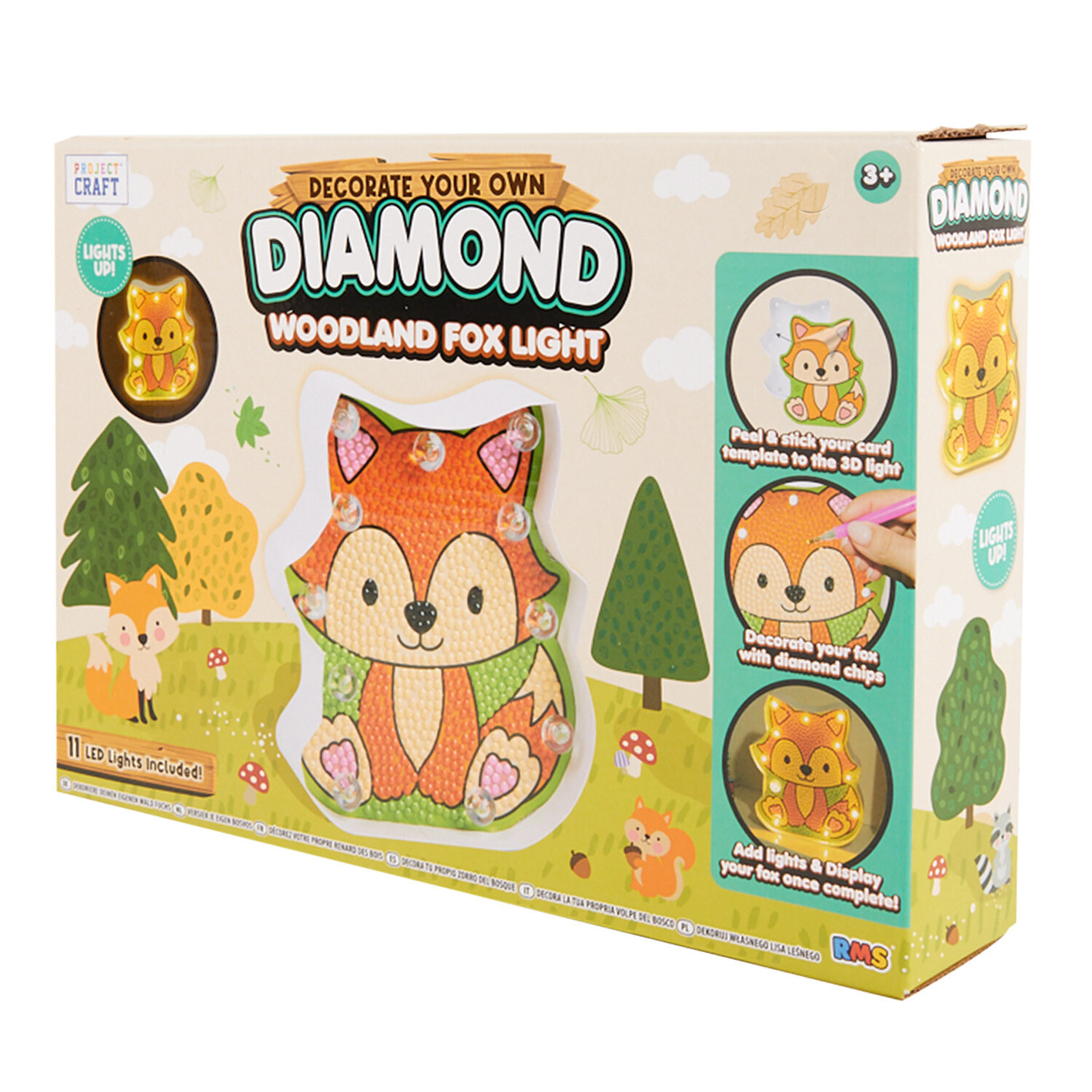 Design Your Own Light Up Diamond Woodland Animal Kit - Multicolour Image 5