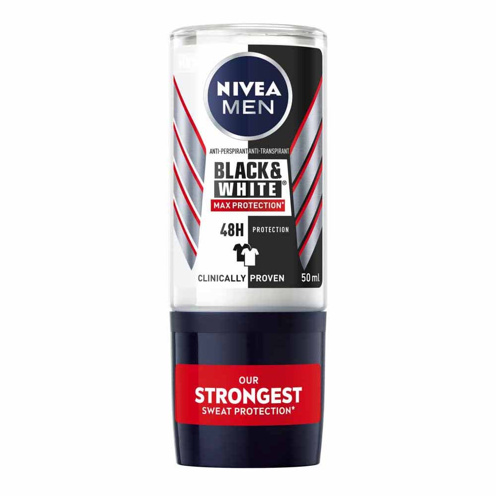 Nivea Men Black and White Max Protect Anti Perspirant Deodorant Roll On Case of 6 x 50ml Image 2
