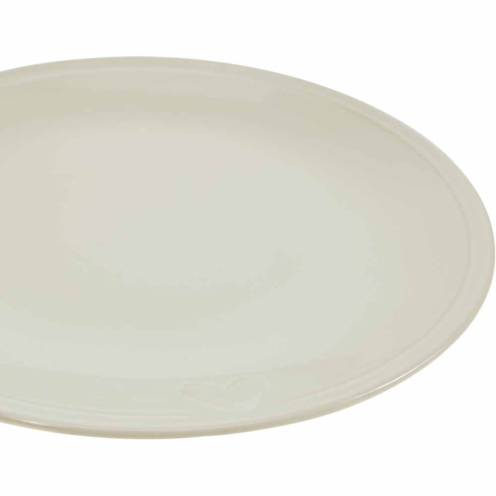 Wilko Cream Embossed Heart Dinner Plate Wilko